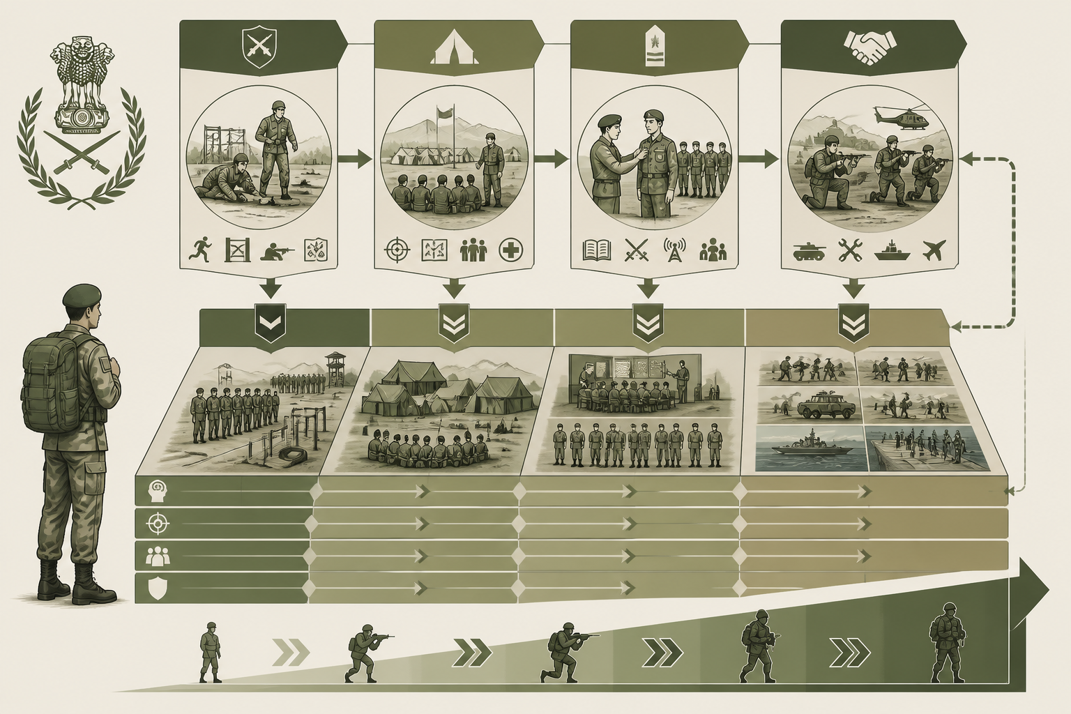 Training progression diagram for Territorial Army members and officers.